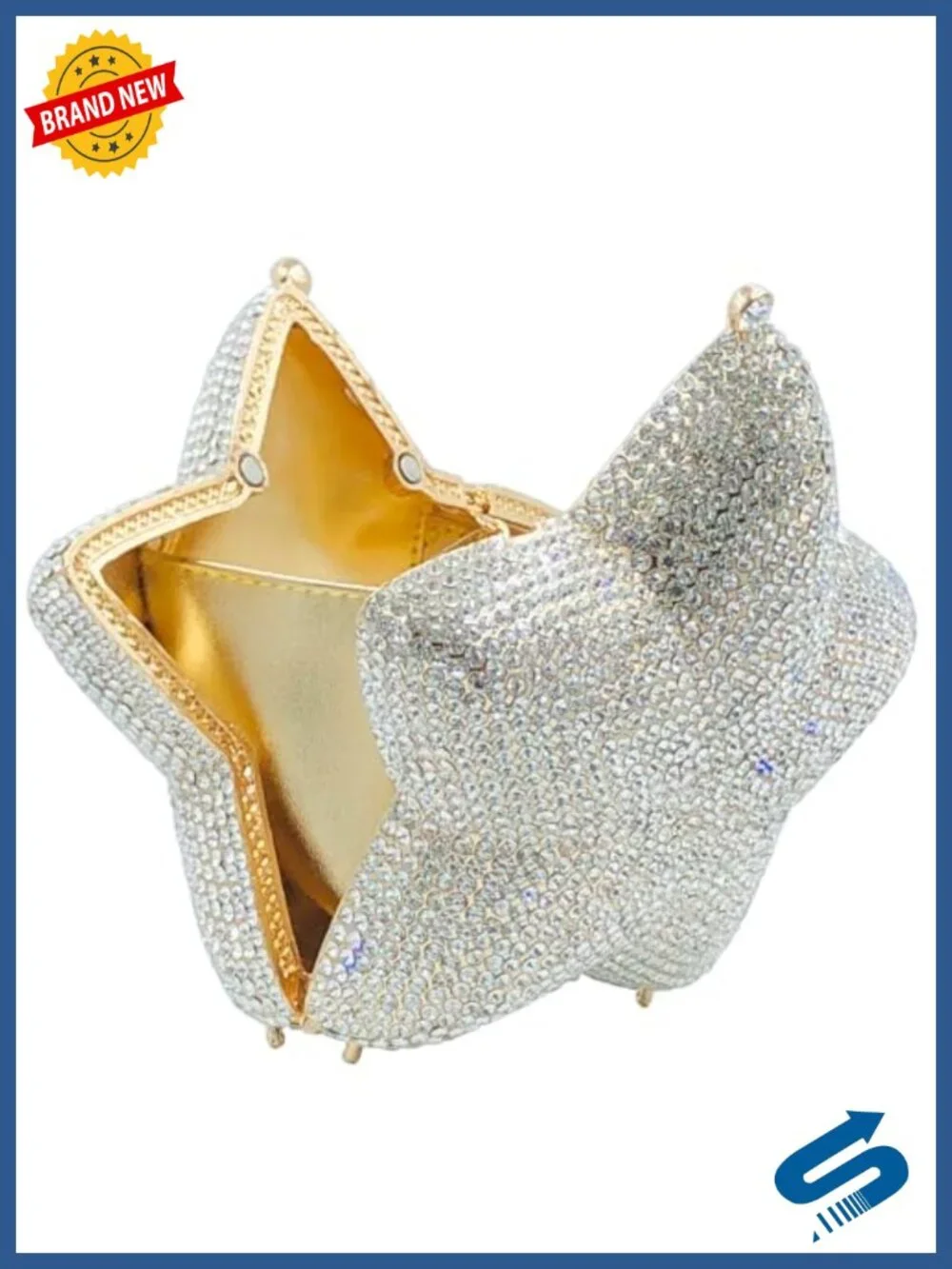 3D Star Shape Crystal Clutch Evening Bag Rhinestone Minaudiere